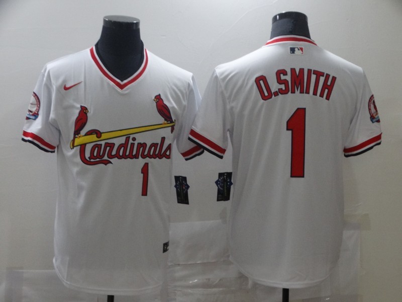 Men's St. Louis Cardinals Ozzie Smith #1 White Authentic Jersey